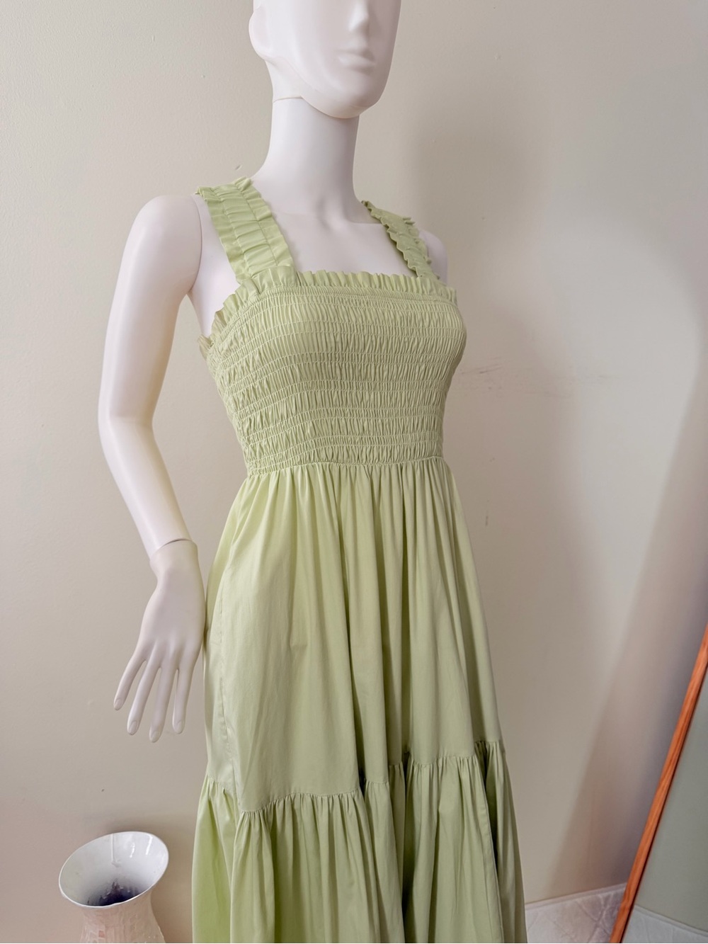 Abercrombie & Fitch Light Green Smocked Tiered Maxi Dress - Picture 7 of 11